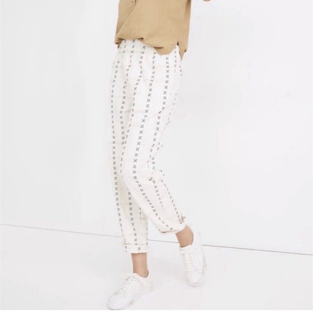 Madewell Jacquard Tapered Huston Pull-On Crop Pants Size Large na144